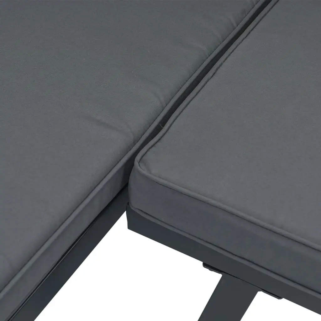 Cushioned Garden Benches Set 4 Piece for Outdoor Patio Seating Black Steel Frame