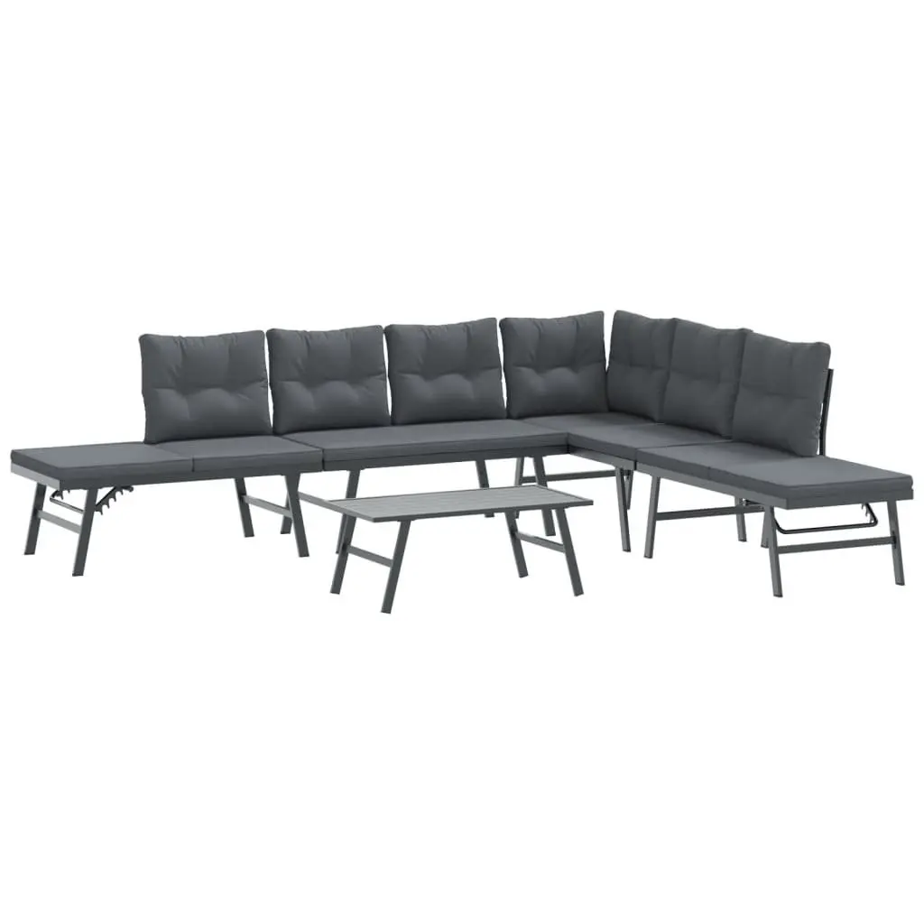 Garden Bench Set 5 Piece Outdoor Furniture Patio Seating with Cushions Black
