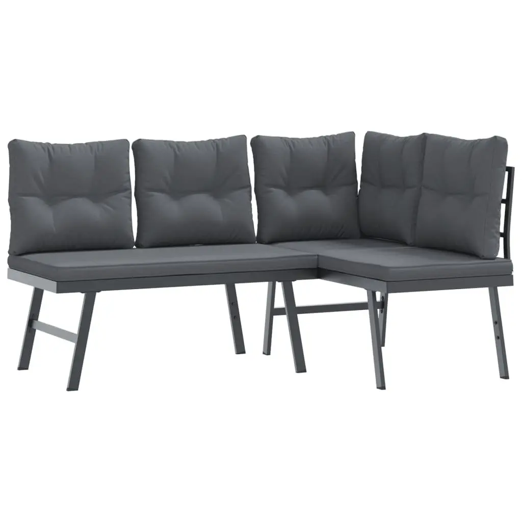 Garden Bench Set 5 Piece Outdoor Furniture Patio Seating with Cushions Black