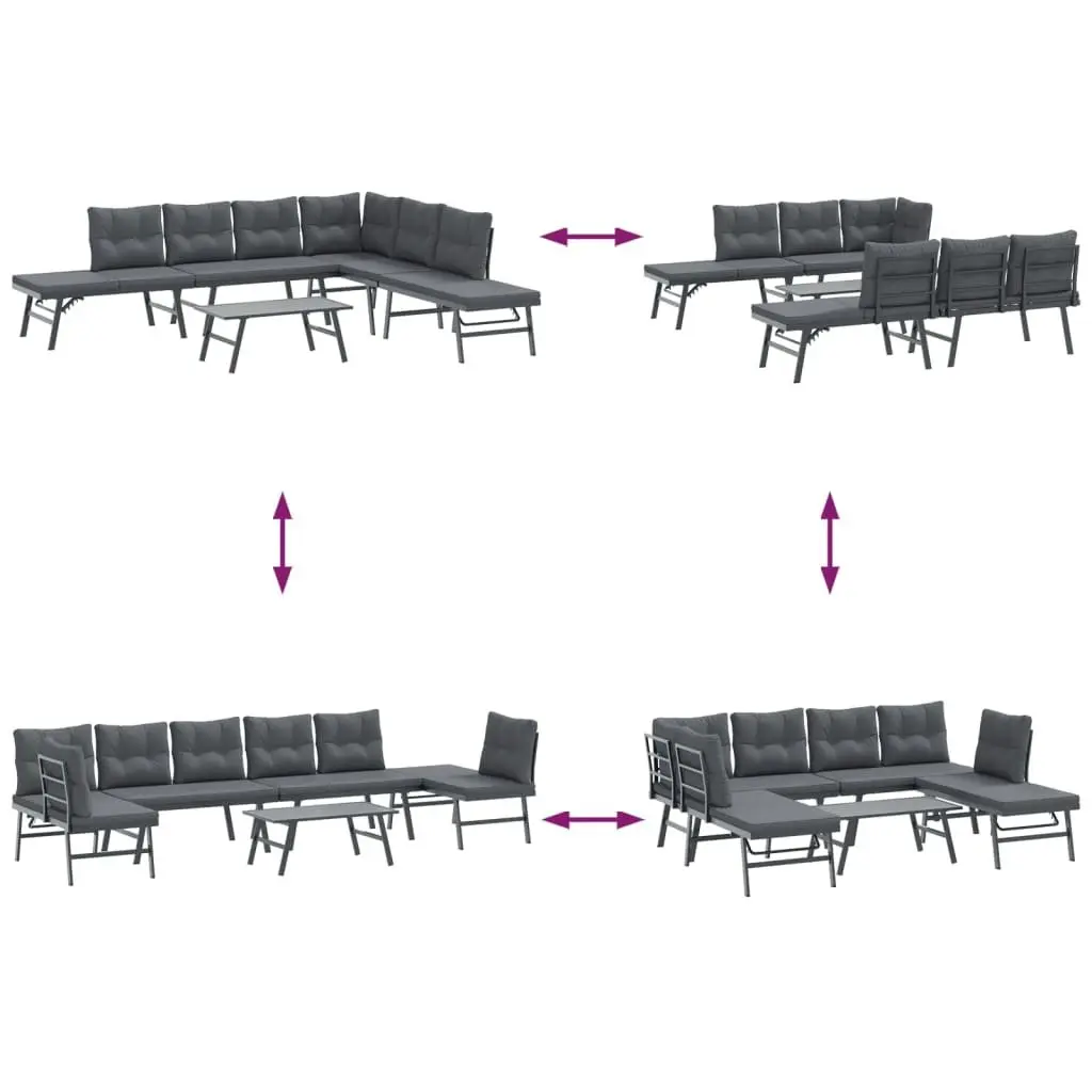 Garden Bench Set 5 Piece Outdoor Furniture Patio Seating with Cushions Black