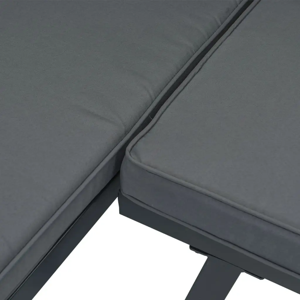 Garden Bench Set Outdoor Use 4 Piece Steel Frame Cushions Black
