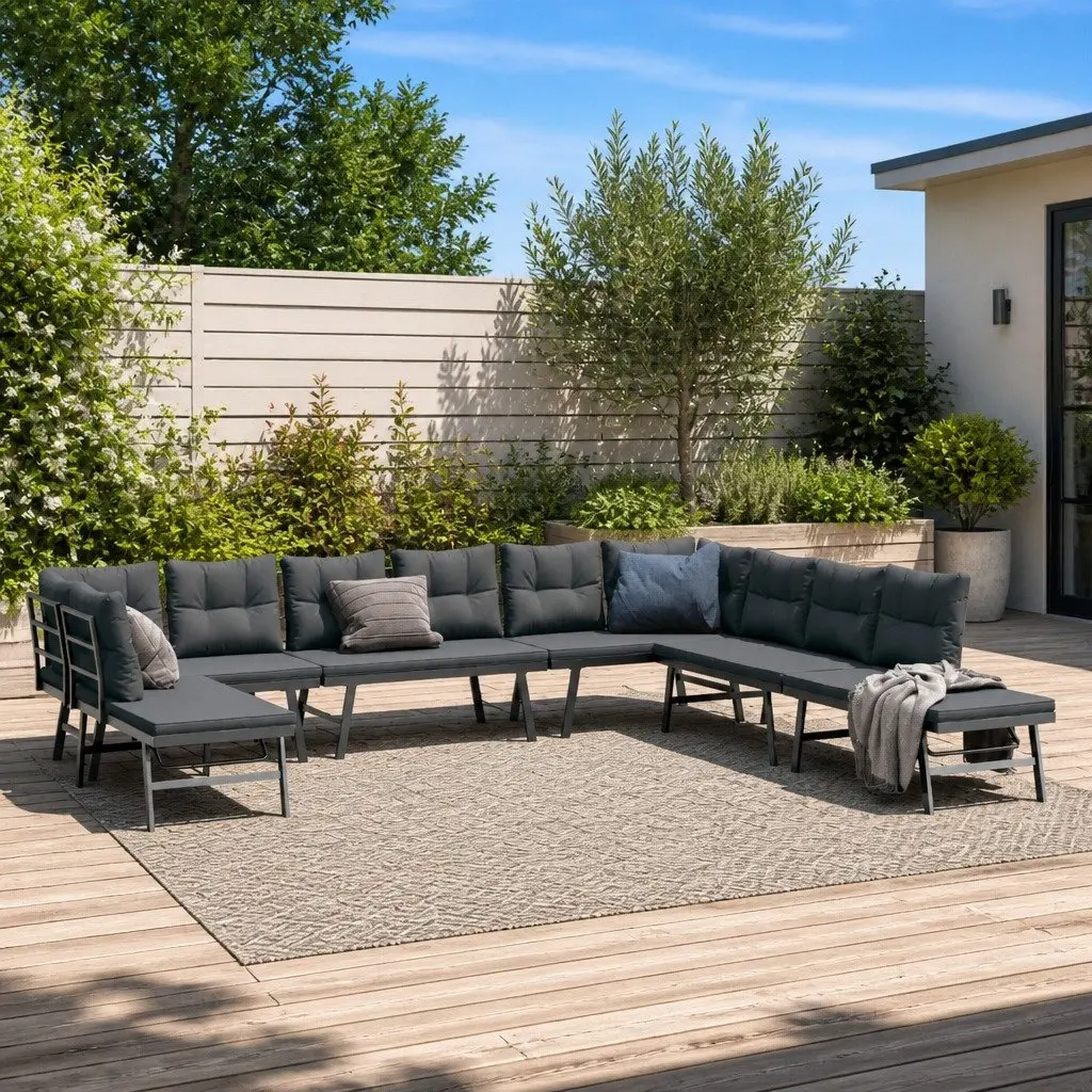 7-Piece Garden Bench Set with Adjustable Cushions