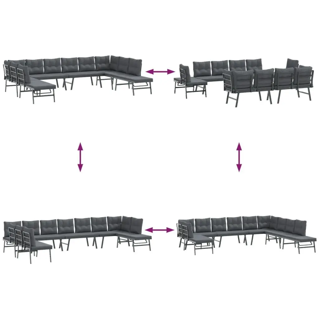7-Piece Garden Bench Set with Adjustable Cushions