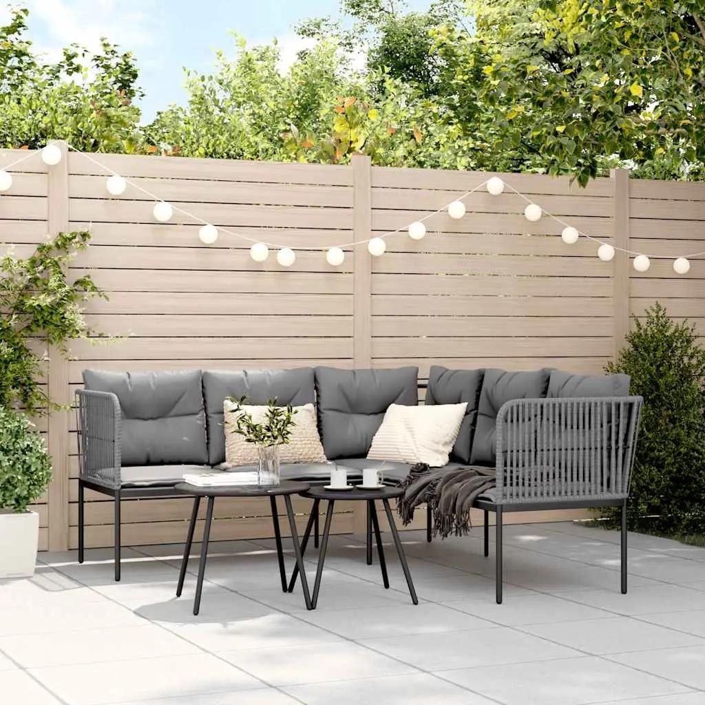 Garden Sofa Set with Cushions Black Steel Frame Textilene Outdoor Patio