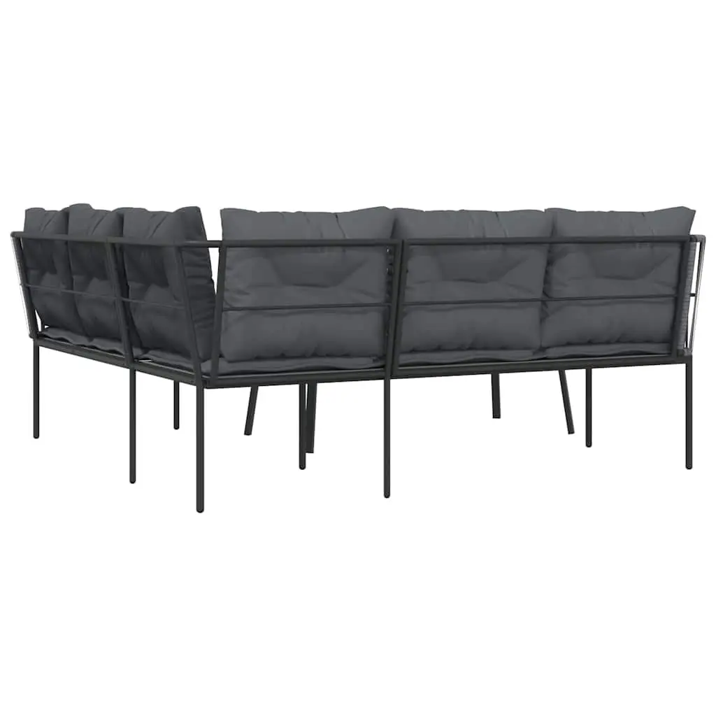Garden Sofa Set Outdoor Patio Furniture Black Steel Textilene with Cushions