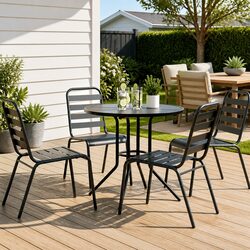 5 Piece Stackable Chair and Table Set for Garden Use