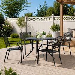 5 Piece Stackable Garden Chair Set Specifications in Anthracite