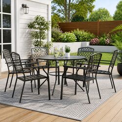 Outdoor Garden Chair Set 7 Piece Anthracite Stackable Bistro Furniture Patio