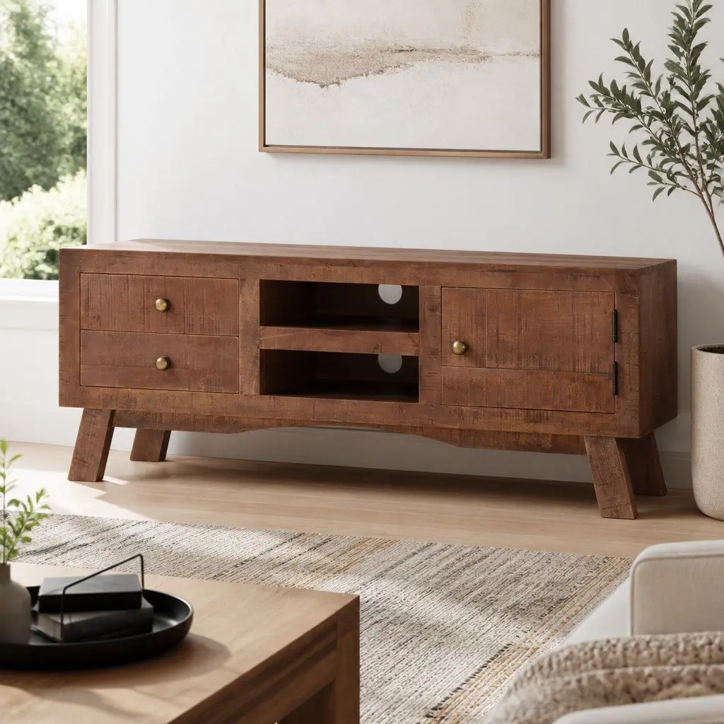 TV Cabinet Living Room 110x30x40 cm with Drawers and Shelves Storage Unit