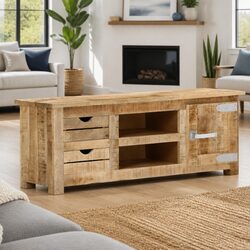 110x30x40 cm TV Cabinet - Rough Mango Wood Construction