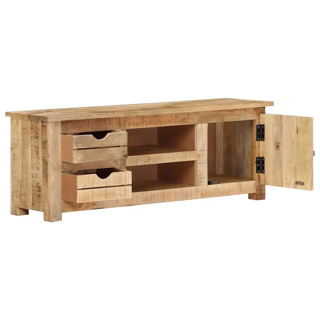 TV Cabinet Living Room 110x30x40 cm Rough Mango Wood Sideboard with Drawers Compartments