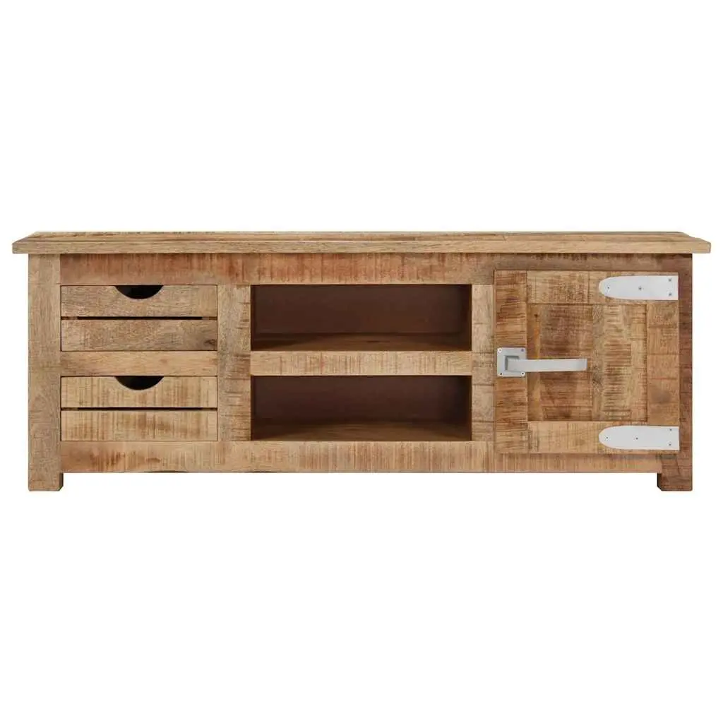 TV Cabinet Living Room 110x30x40 cm Rough Mango Wood Sideboard with Drawers Compartments