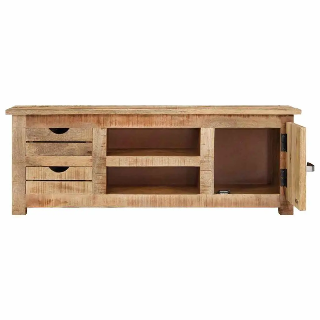 TV Cabinet Living Room 110x30x40 cm Rough Mango Wood Sideboard with Drawers Compartments