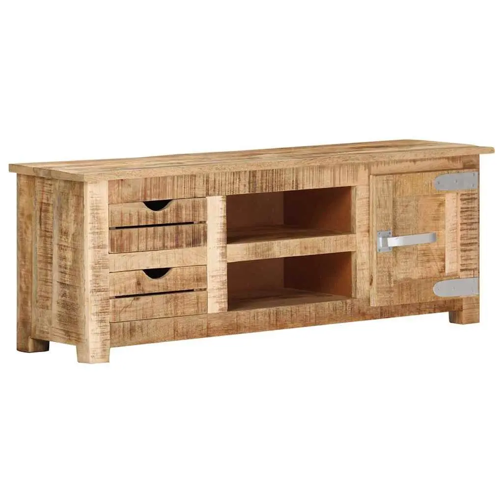 TV Cabinet Living Room 110x30x40 cm Rough Mango Wood Sideboard with Drawers Compartments