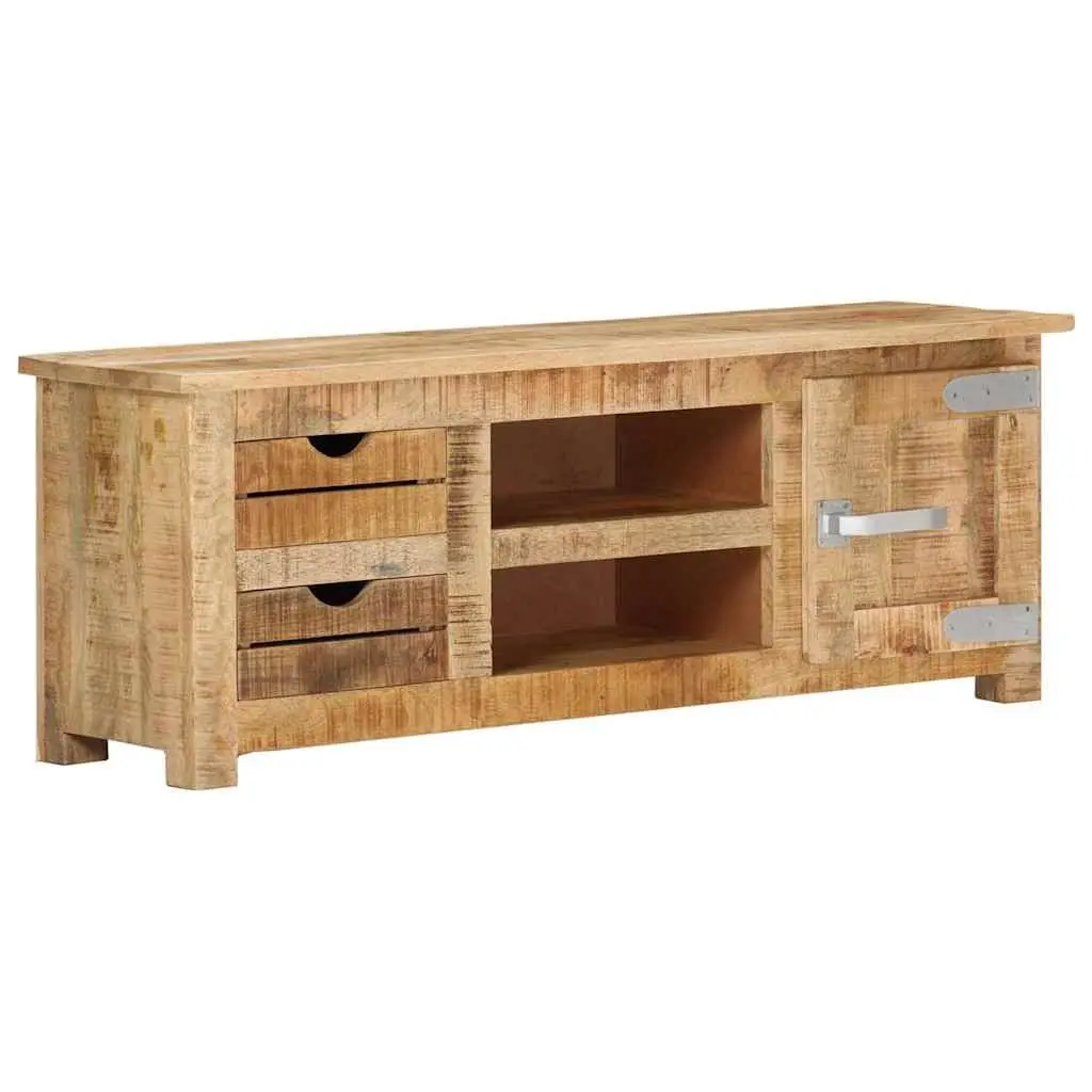 TV Cabinet Living Room 110x30x40 cm Rough Mango Wood Sideboard with Drawers Compartments