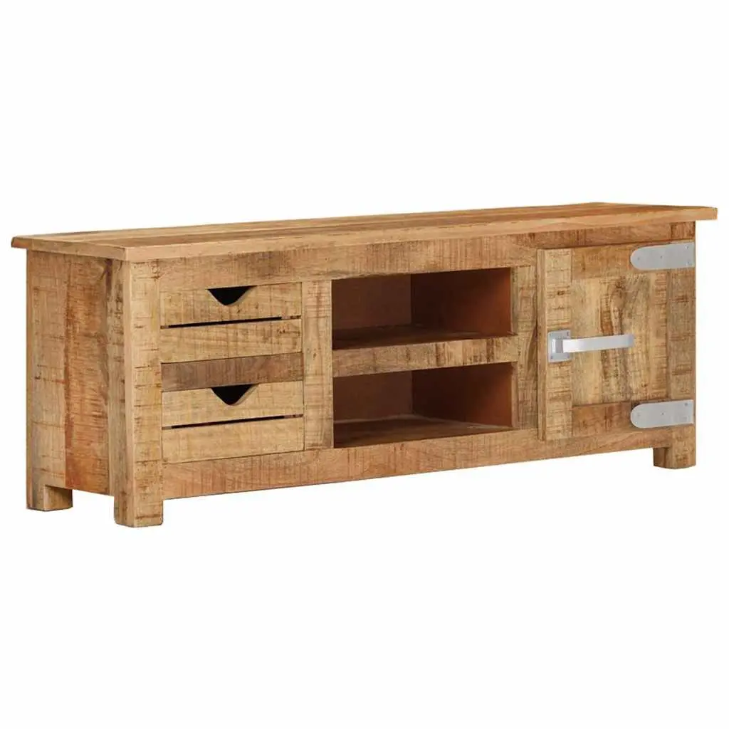 TV Cabinet Living Room 110x30x40 cm Rough Mango Wood Sideboard with Drawers Compartments