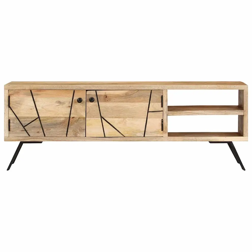 TV Cabinet 110x30x40 cm Mango Wood Beige Sideboard