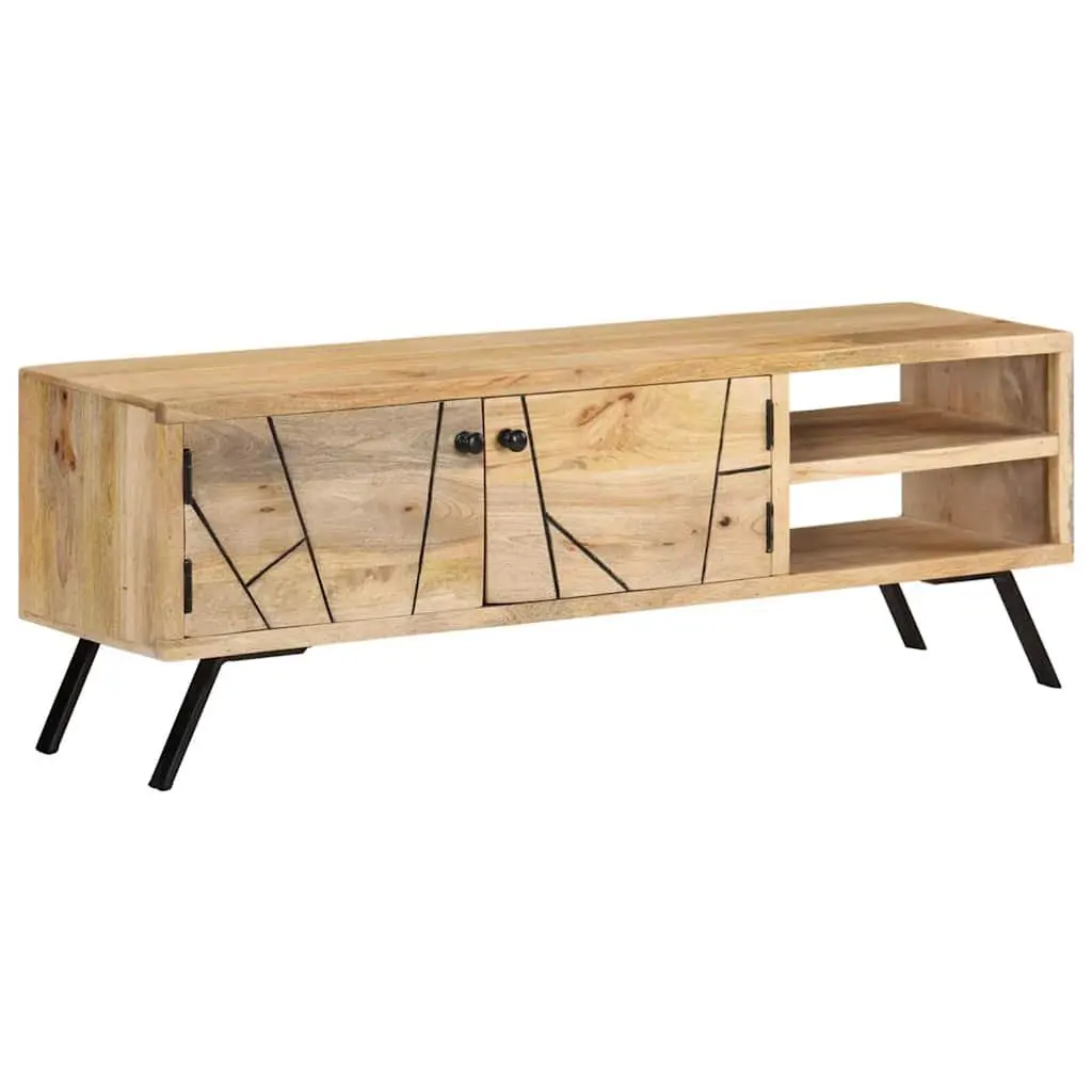 TV Cabinet 110x30x40 cm Mango Wood Beige Sideboard