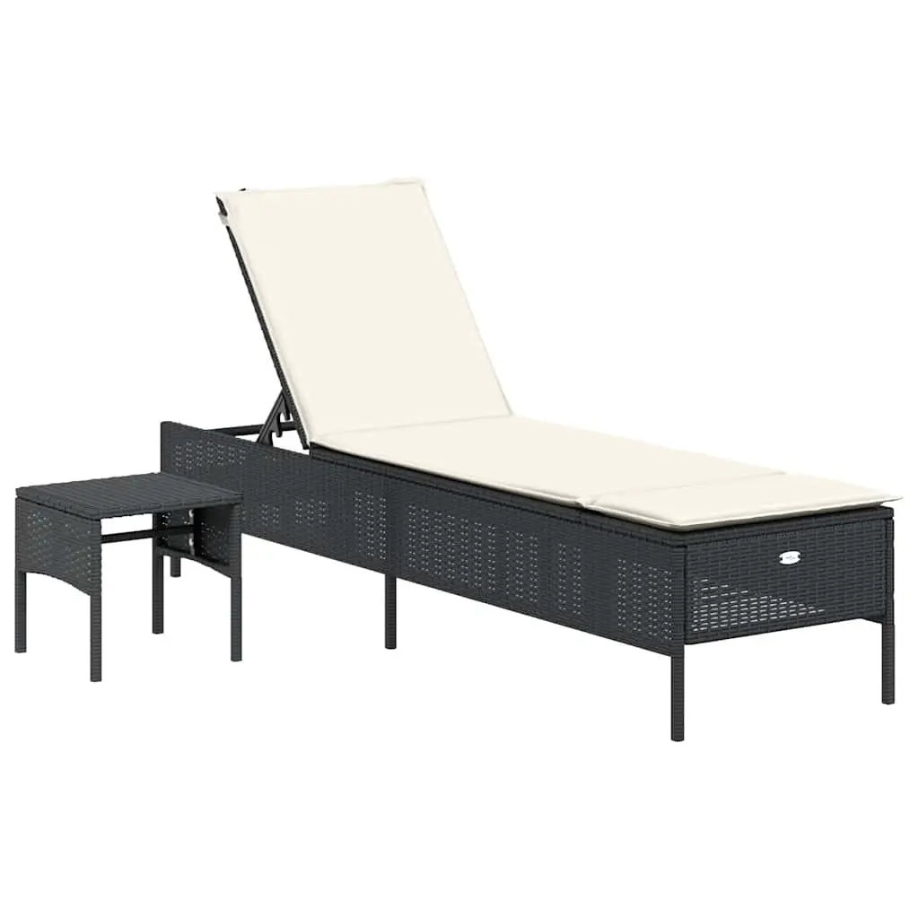 Sun Lounger Set 3 Piece Outdoor Garden Furniture Adjustable Black