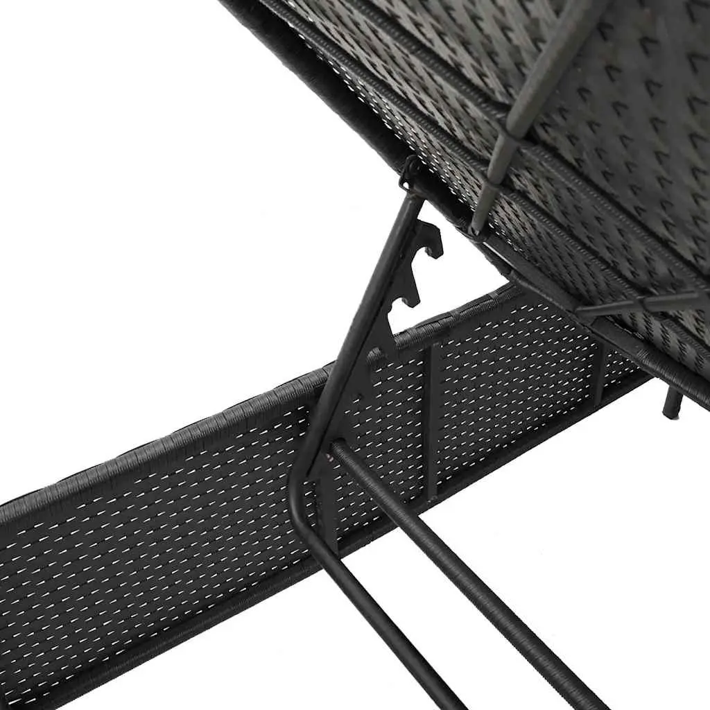Sun Lounger Set 3 Piece Outdoor Garden Furniture Adjustable Black