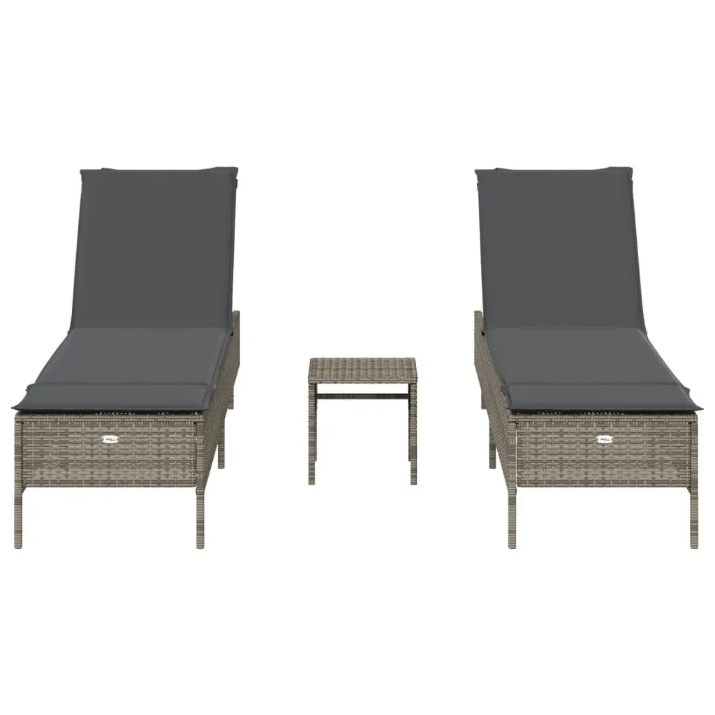 3-Piece Grey Sun Lounger Set