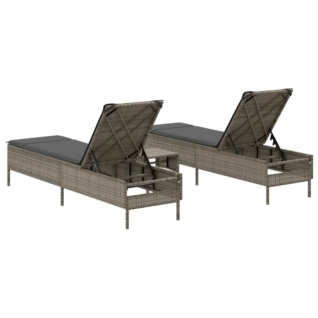 3-Piece Grey Sun Lounger Set