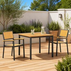 3-Piece Outdoor Dining Set with Acacia Wood & Steel