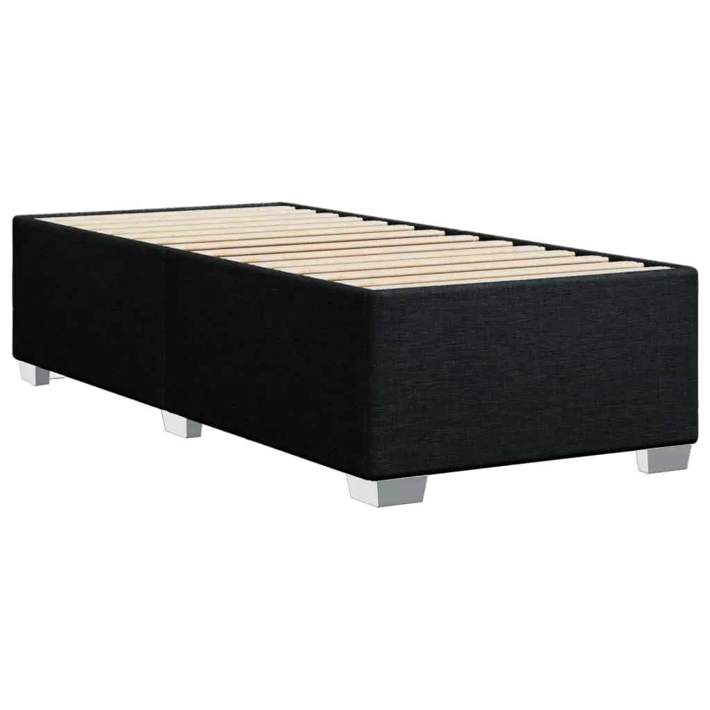 90x190 cm Black Fabric Bed Frame with Slatted Base