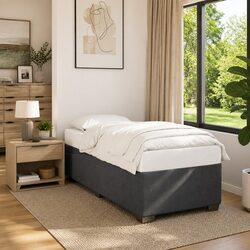 King Single Bed Frame Grey Fabric Upholstered Slat Base Bedroom Furniture