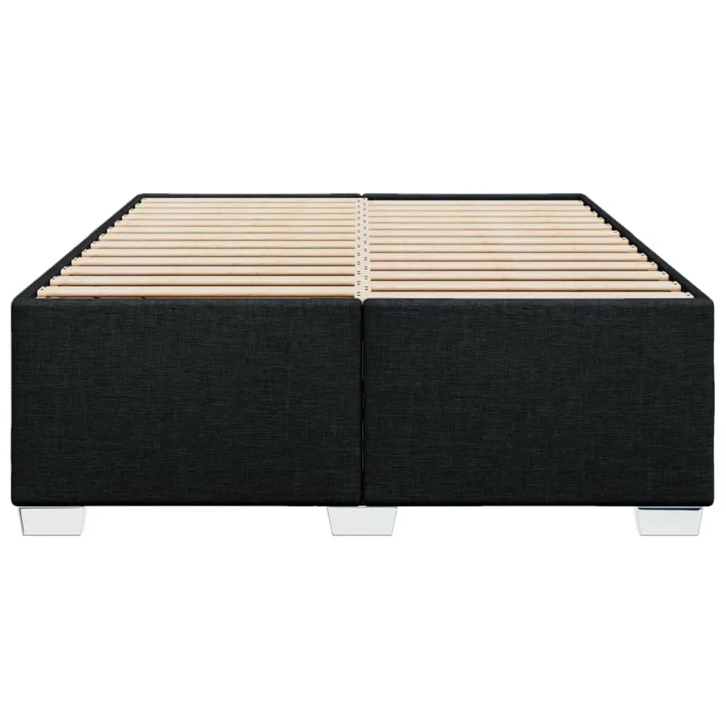 Double Bed Frame Black Fabric Upholstered Slat Support Bedroom Furniture