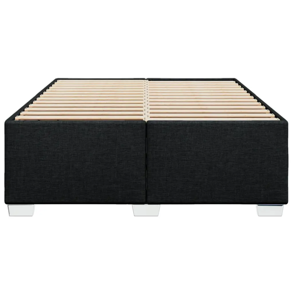 Queen Bed Frame with Black Polyester Upholstery and Slats
