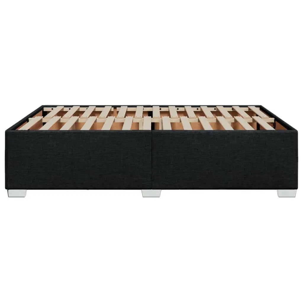Queen Bed Frame with Black Polyester Upholstery and Slats