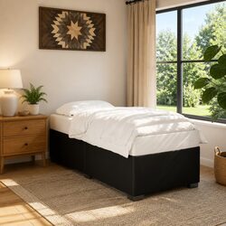 Black Faux Leather Bed Frame Specifications: 90x190 cm