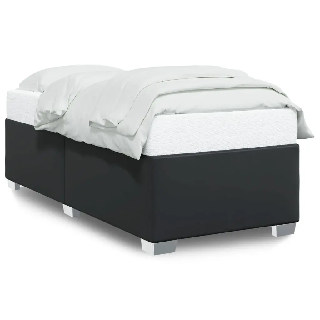 Black Bed Frame 90x190 cm Faux Leather Slatted Base Bedroom Furniture
