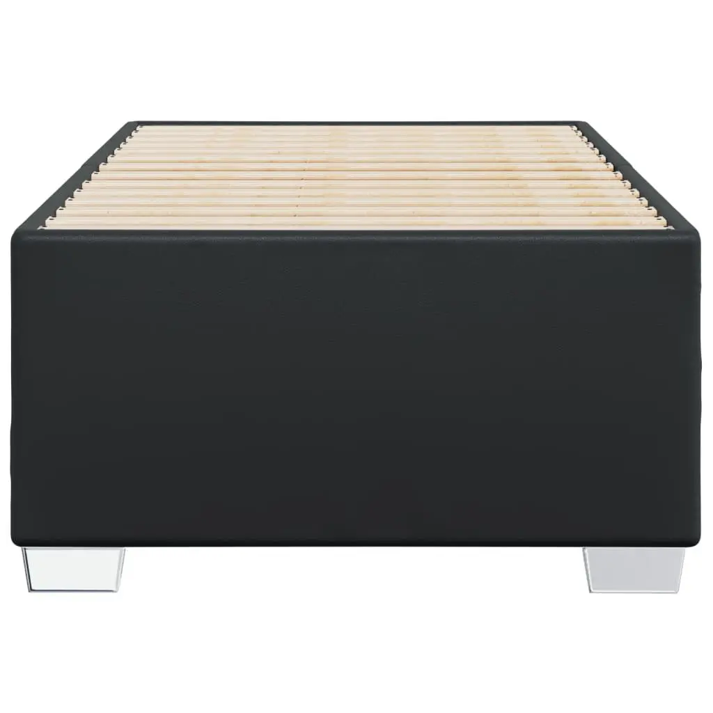 Black Bed Frame 90x190 cm Faux Leather Slatted Base Bedroom Furniture