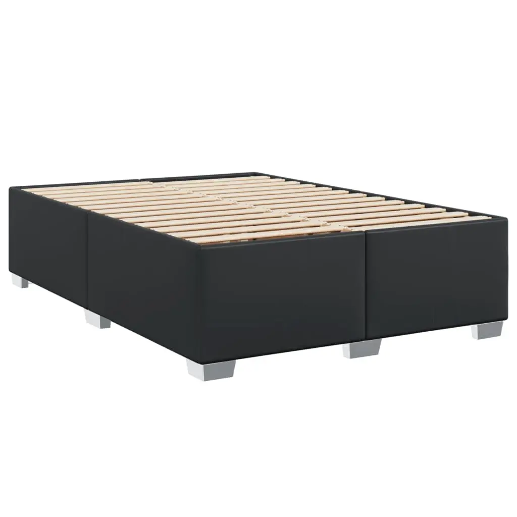 Queen-Sized Black Faux Leather Bed Frame with Slats