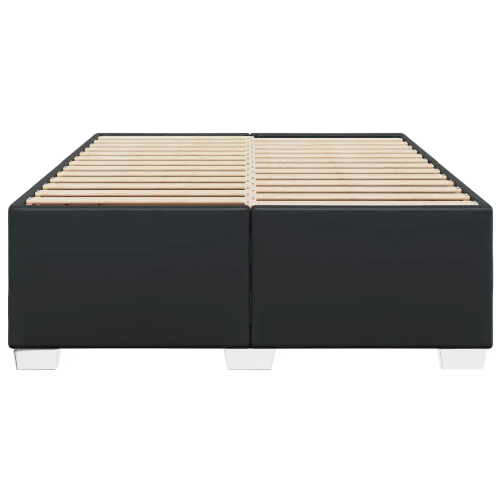 Queen-Sized Black Faux Leather Bed Frame with Slats