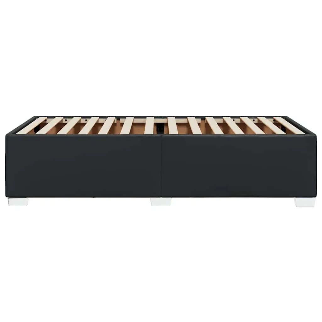King Single Bed Frame Black Faux Leather Slats Support Bedroom Furniture