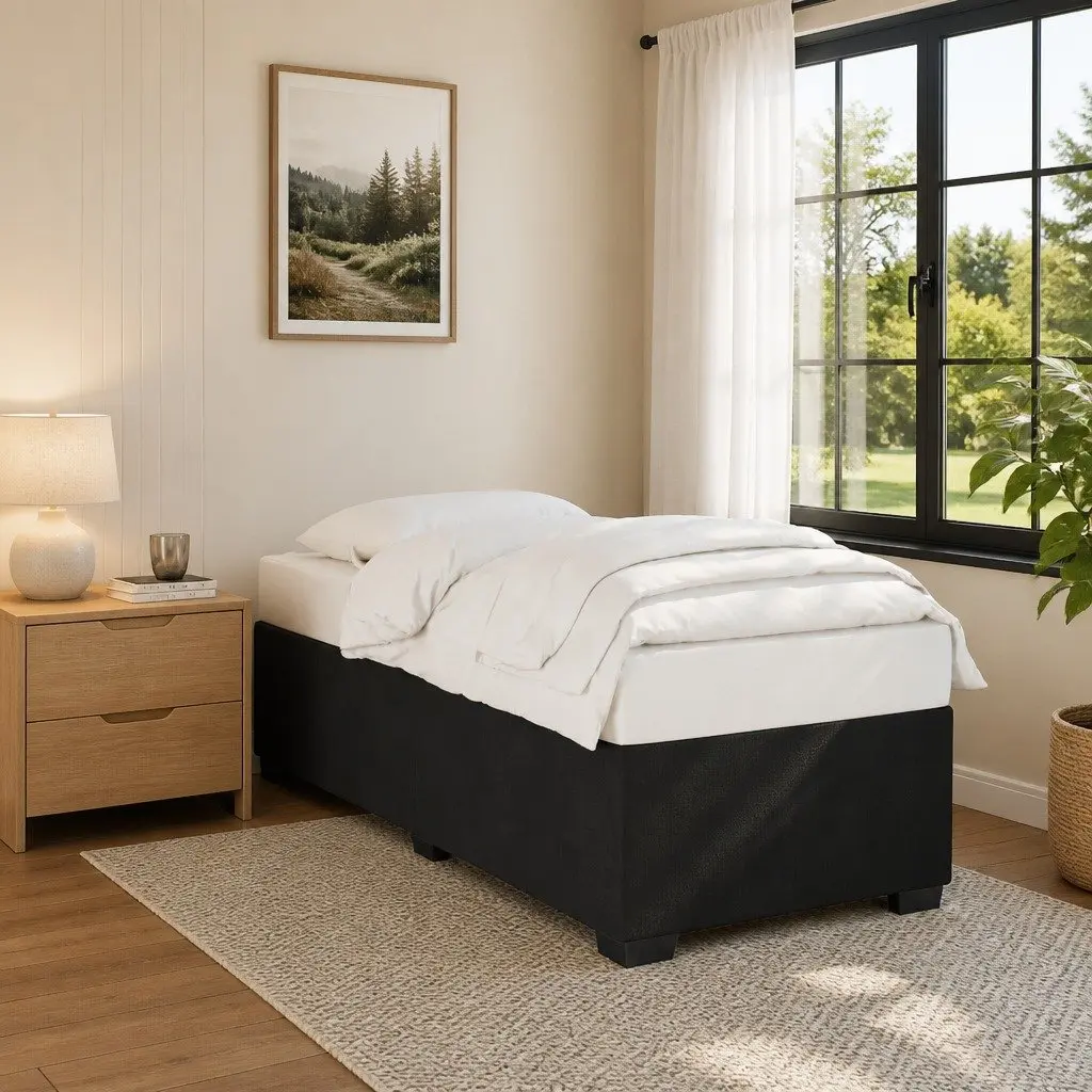 King Single Bed Frame Black Velvet Slats Support Bedroom Furniture