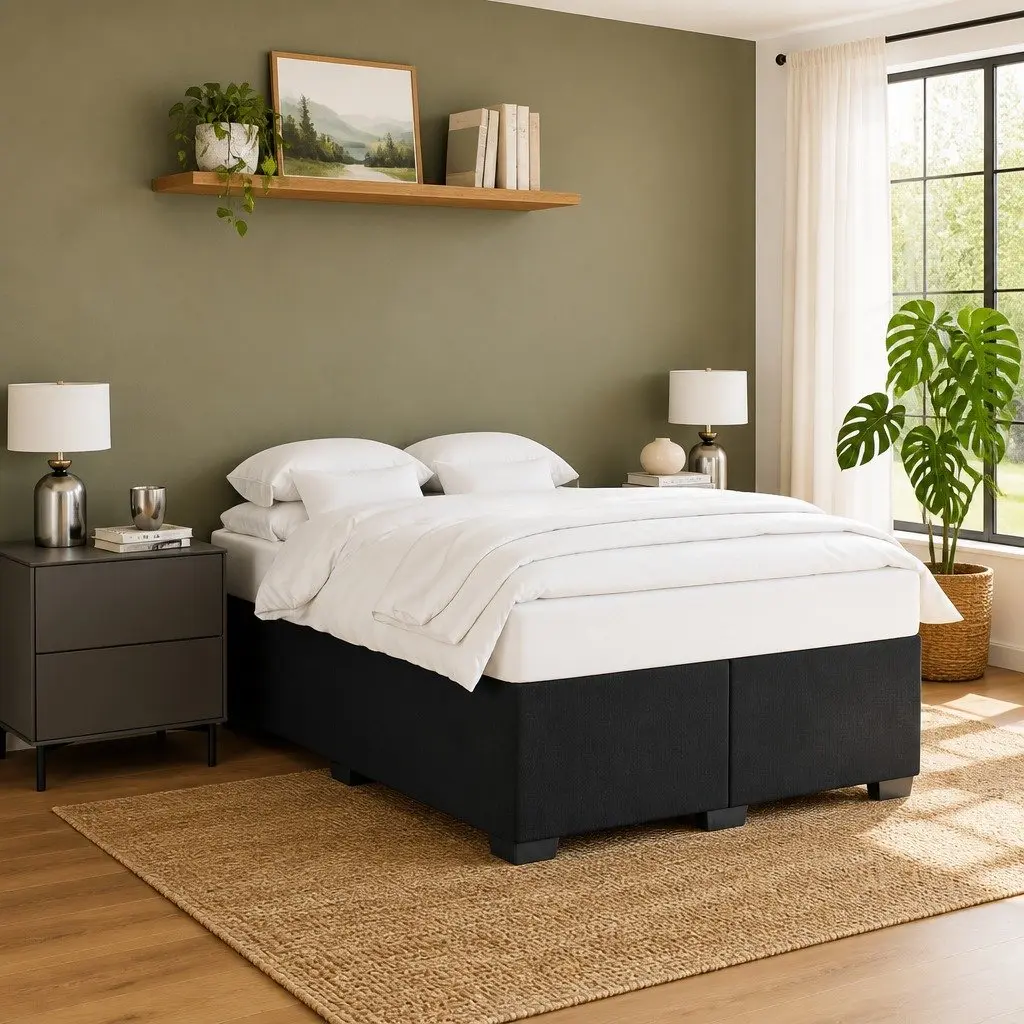 Queen Bed Frame Black Velvet Upholstered Bedroom Size