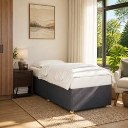 Specifications of Grey Fabric Bed Frame 90x190 cm with Slatted Base