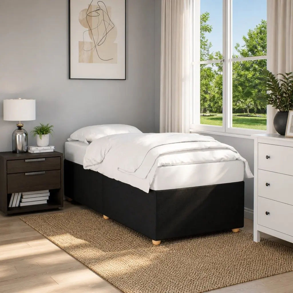 Black Fabric King Single Bed Frame