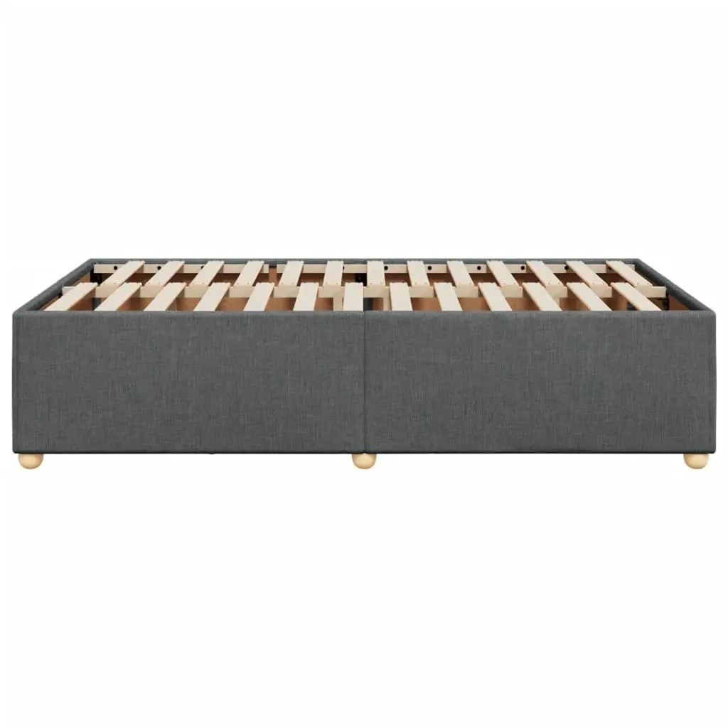 Double Bed Frame Grey Fabric Upholstered Slat Support Bedroom Furniture