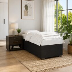 Black Bed Frame Specifications: 90x190 cm, Polyester Material