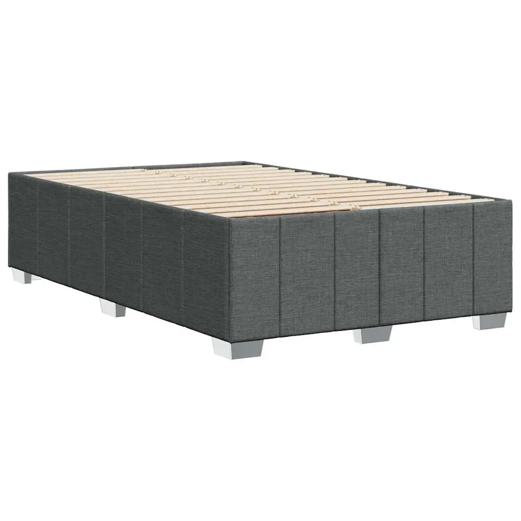 Double Bed Frame Grey Fabric Slats Support Bedroom Furniture No Mattress