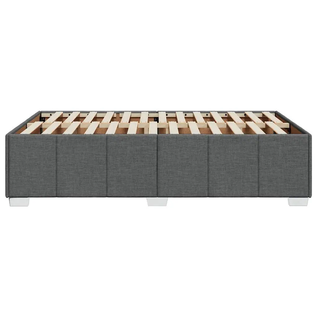 Double Bed Frame Grey Fabric Slats Support Bedroom Furniture No Mattress