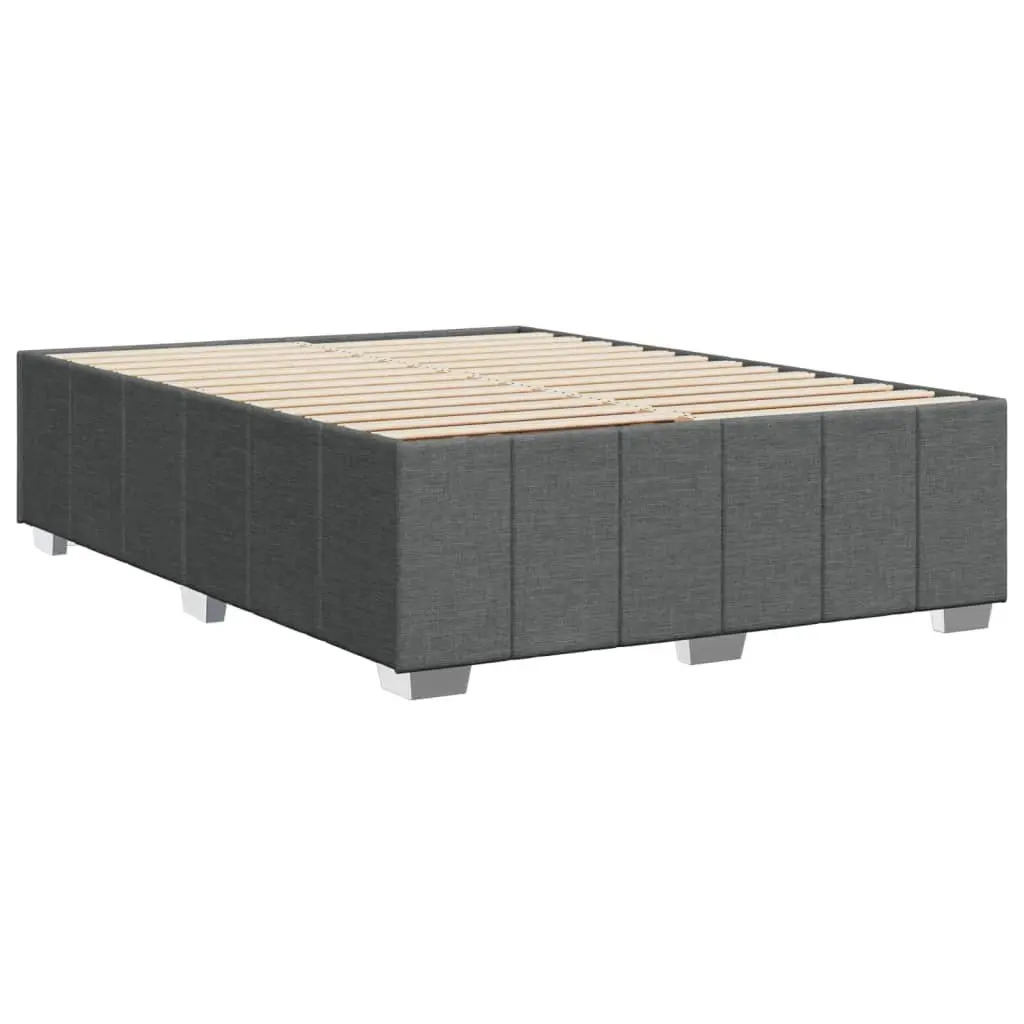 Queen Bed Frame Dark Grey Fabric Upholstered Slat Support Bedroom Furniture