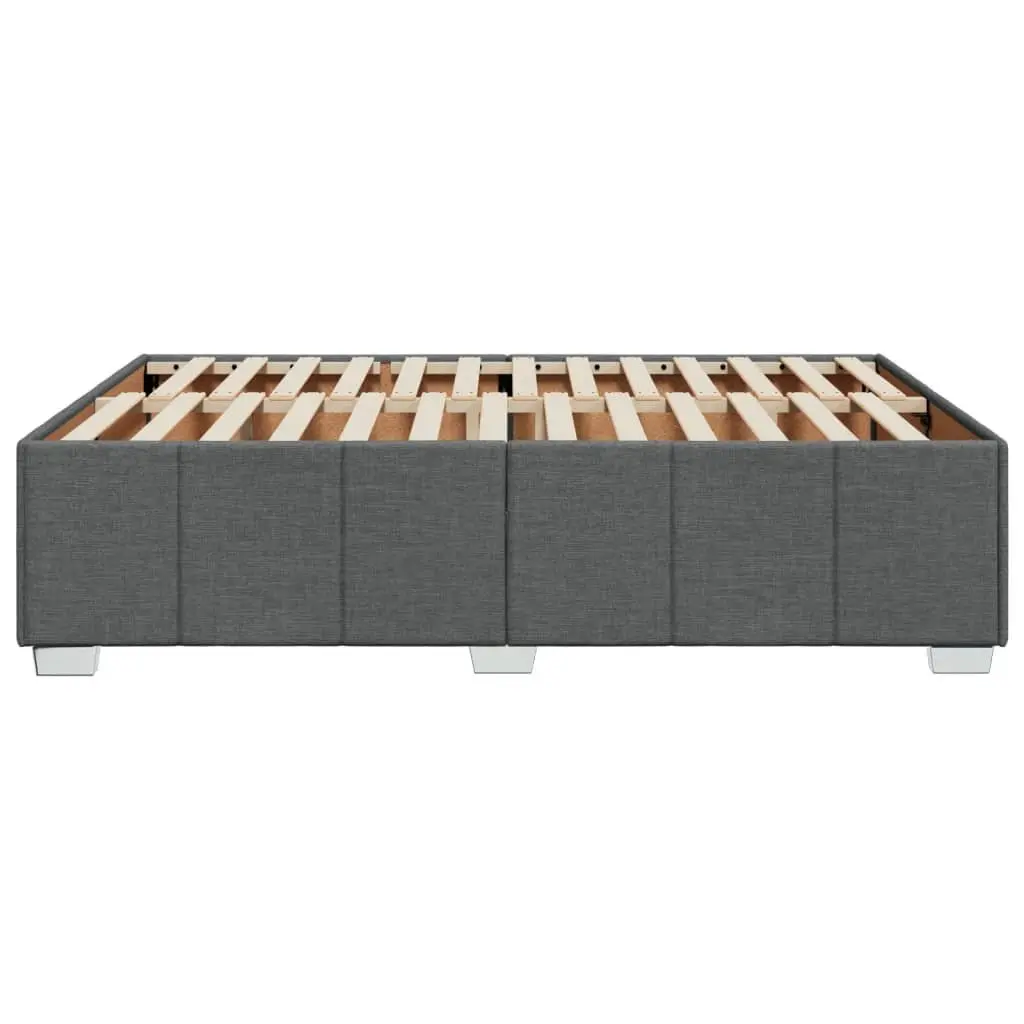 Queen Bed Frame Dark Grey Fabric Upholstered Slat Support Bedroom Furniture