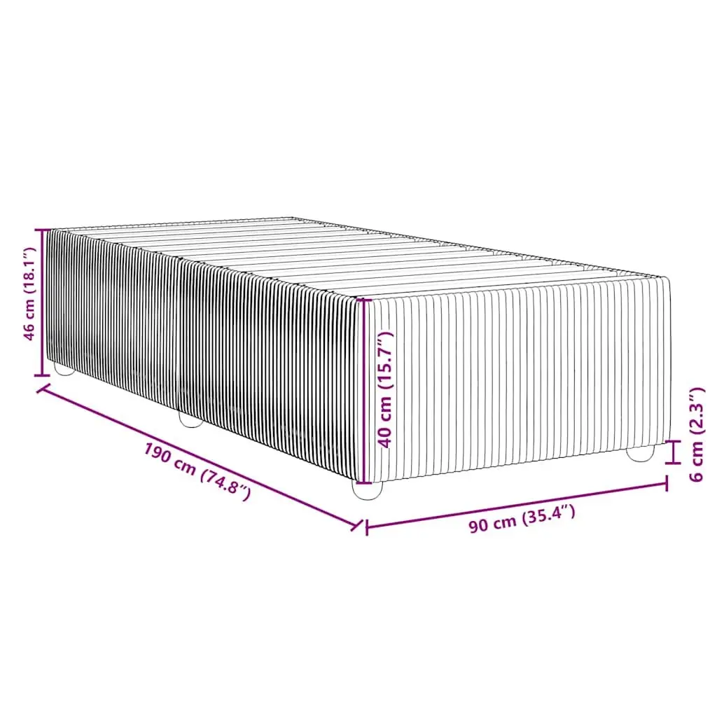 Grey Bed Frame 90x190 cm with Slatted Base
