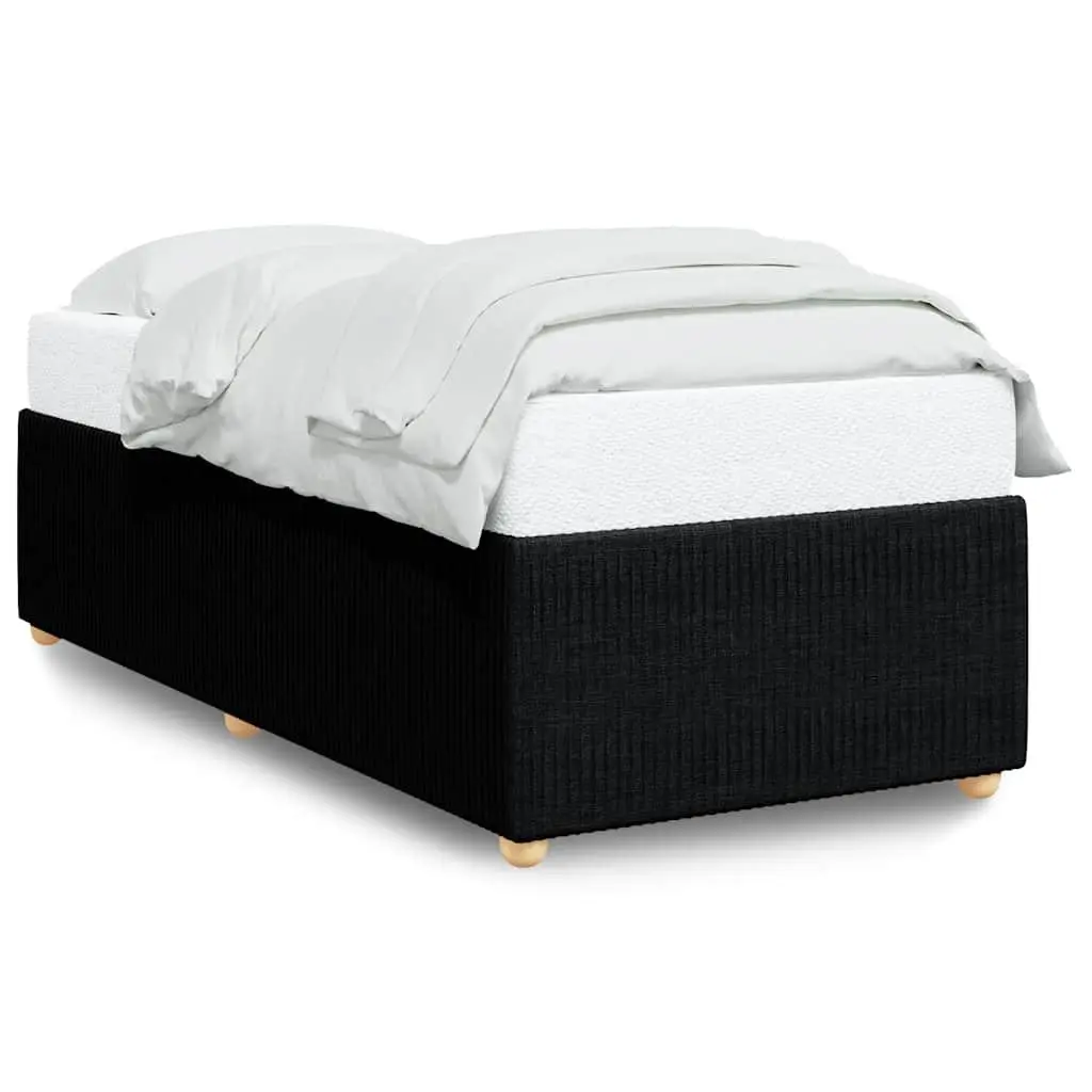 Bed Frame Bedroom 90x190 cm Black Fabric Upholstered Slatted Base